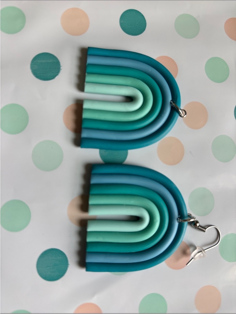 Unbranded Kids Teal Gradient Rainbow Earrings - Blue/Green